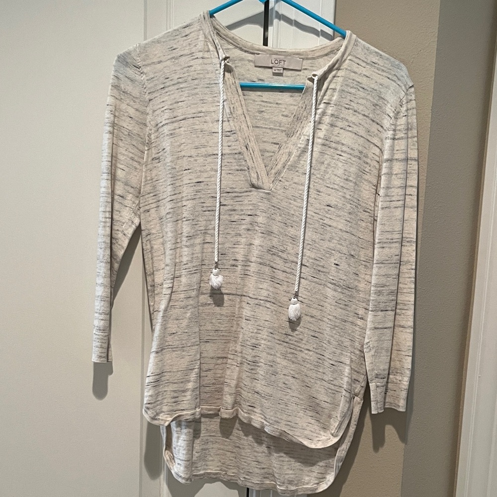 LOFT Women's Cream and Gray Tunic